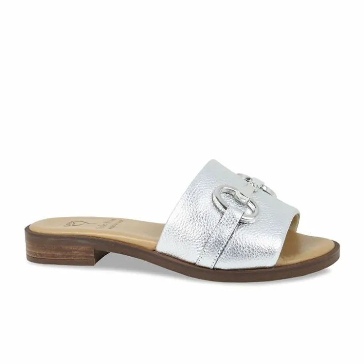Sole Bliss Bardot: Silver Leather^ Sandals