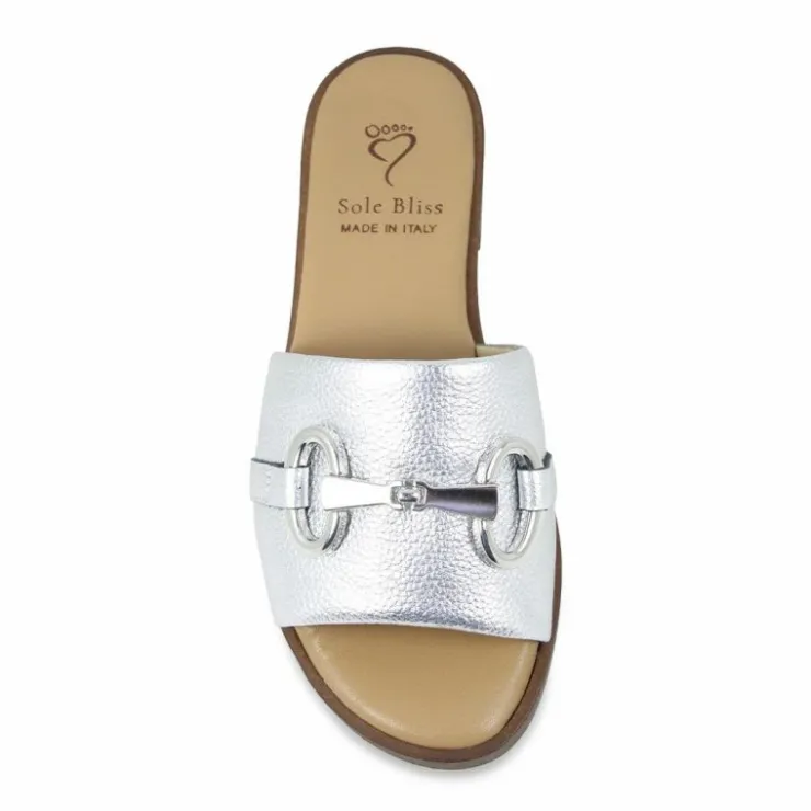 Sole Bliss Bardot: Silver Leather^ Sandals