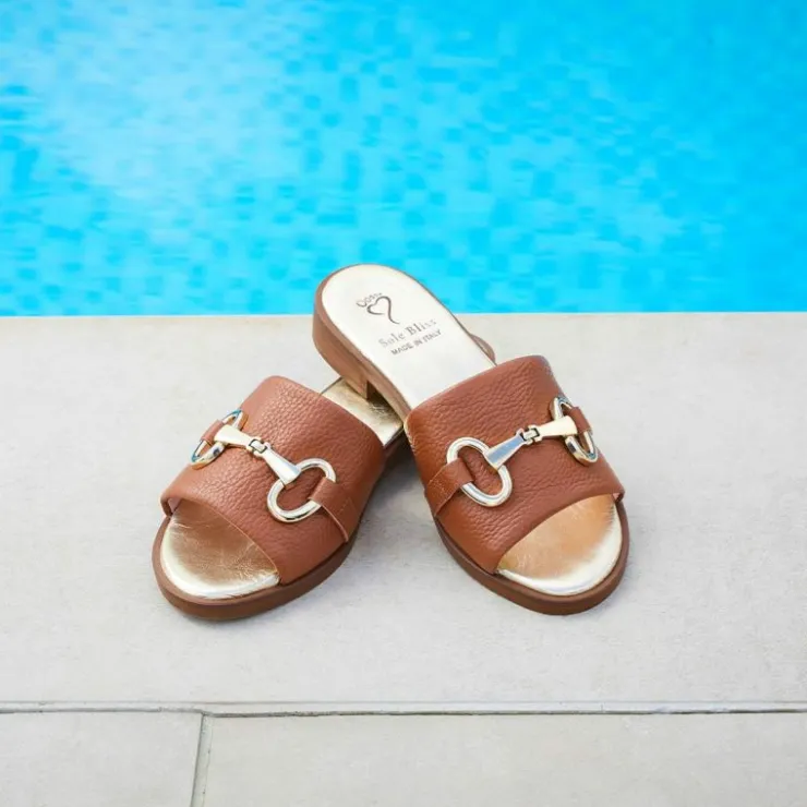 Sole Bliss Bardot: Tan Leather^ Sandals