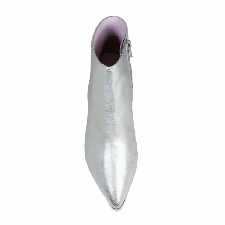 Sole Bliss Billie: Silver Leather^ Heels | Boots