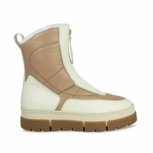 Sole Bliss Blizzard: Cream & Camel Leather & Shearling^ Boots