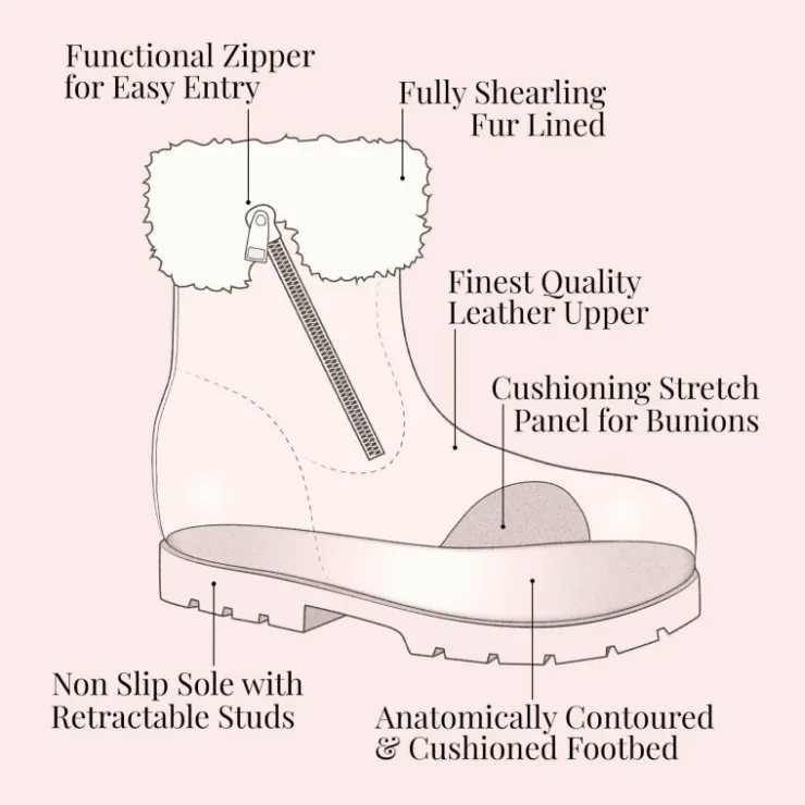 Sole Bliss Blizzard: Cream & Camel Leather & Shearling^ Boots
