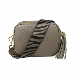 Sole Bliss Coco: Taupe Leather & Animal Print^ Casual Bags