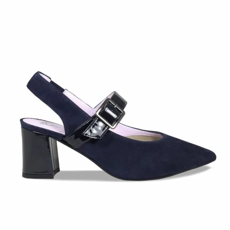Sole Bliss Corinne: Navy Suede & Patent^ Heels | Matching Bags & Shoes