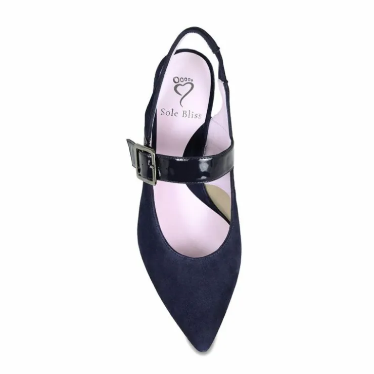 Sole Bliss Corinne: Navy Suede & Patent^ Heels | Matching Bags & Shoes