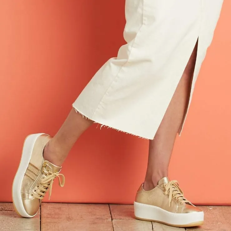 Sole Bliss Disco: Gold Leather^ Flats | Sneakers