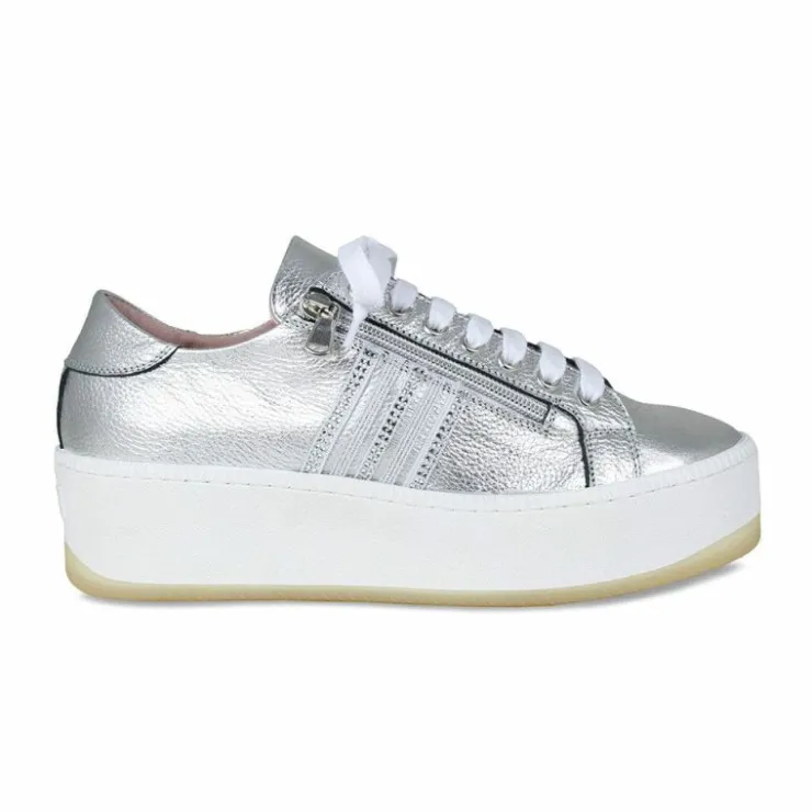 Sole Bliss Disco: Silver Leather^ Flats | Sneakers