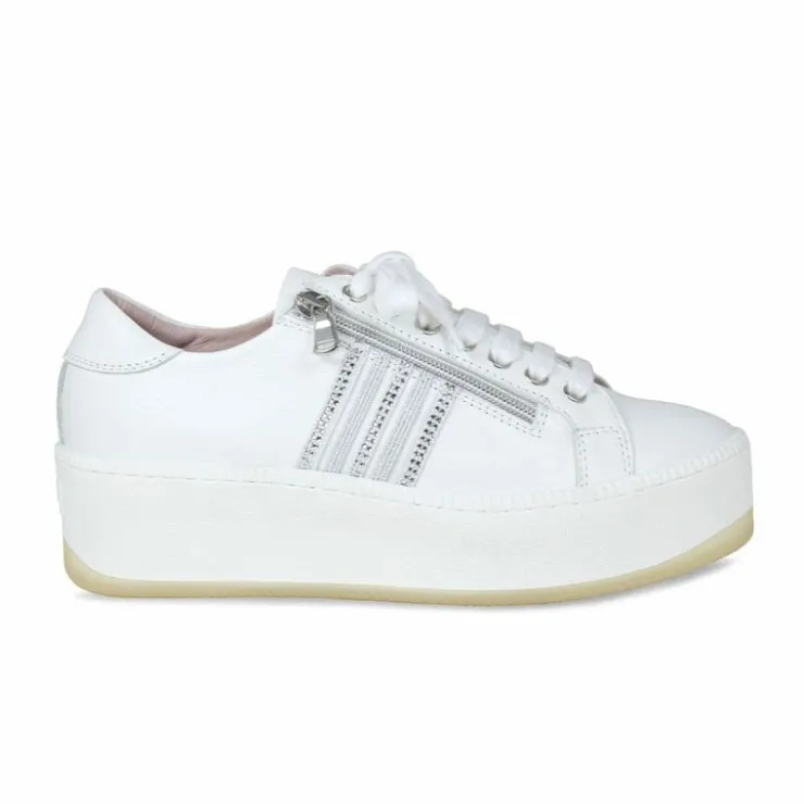 Sole Bliss Disco: White Leather & Silver^ Flats | Sneakers