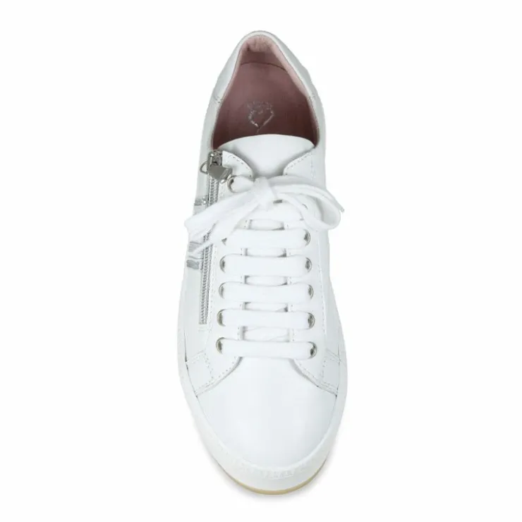 Sole Bliss Disco: White Leather & Silver^ Flats | Sneakers