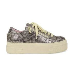 Sole Bliss Diva: Metallic Snake Print Leather^ Flats | Sneakers