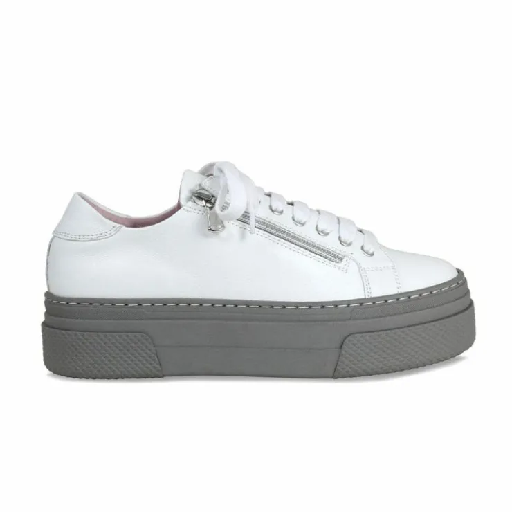 Sole Bliss Diva: White Leather & Gray^ Flats | Sneakers