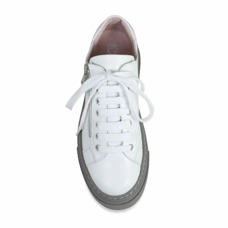 Sole Bliss Diva: White Leather & Gray^ Flats | Sneakers