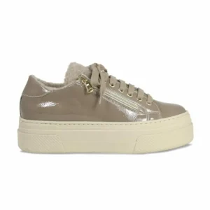 Sole Bliss Diva-Fur: Taupe Patent Leather^ Flats | Sneakers