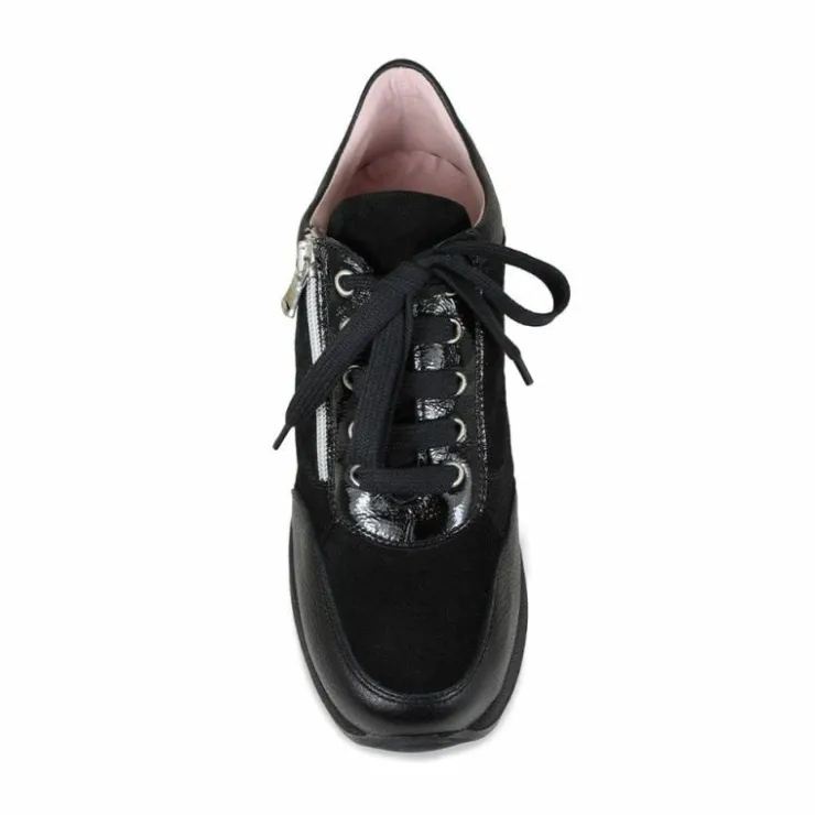 Sole Bliss Electra: Black Leather^ Sneakers | Wedges