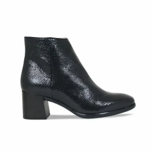 Sole Bliss Frankie: Black Snake Print Leather^ Boots