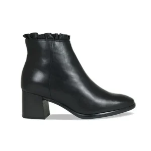 Sole Bliss Frill: Black Leather^ Heels | Boots
