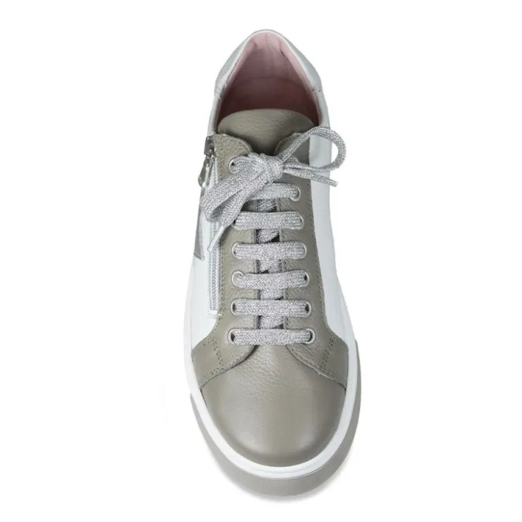 Sole Bliss Galaxy: Taupe & White Leather^ Flats | Sneakers
