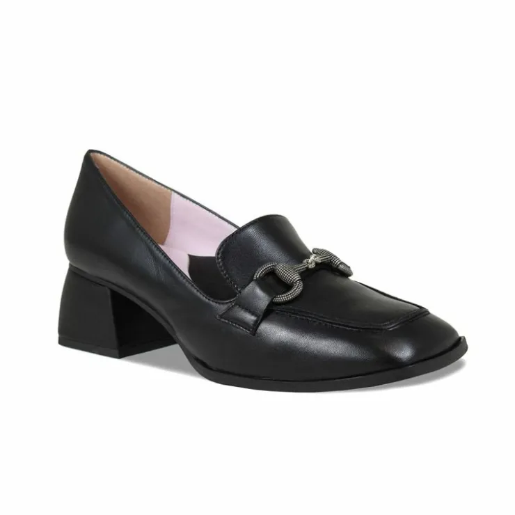 Sole Bliss Giselle: Black Leather^ Heels | Loafers