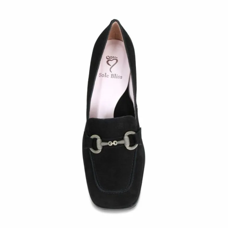 Sole Bliss Giselle: Black Suede^ Heels | Loafers