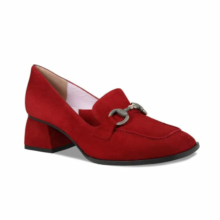 Sole Bliss Giselle: Cherry Red Suede^ Heels | Loafers