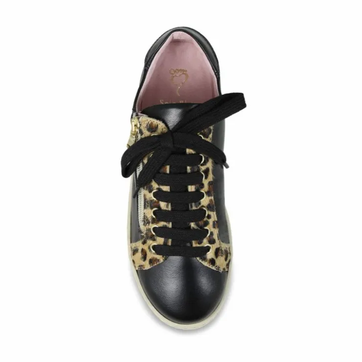 Sole Bliss Hampton: Black Leather & Luxe Leopard^ Flats | Sneakers
