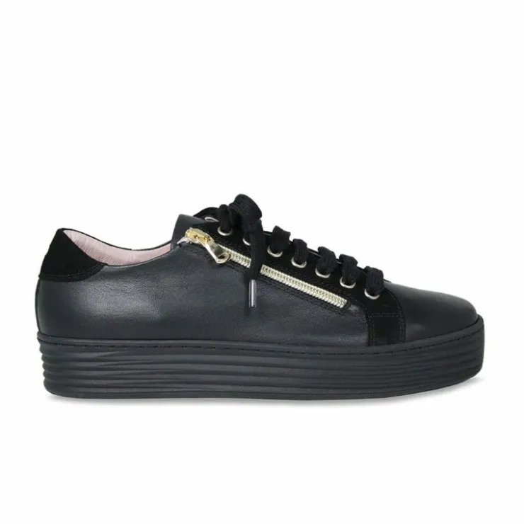 Sole Bliss Harley: Black Leather & Suede^ Flats | Sneakers