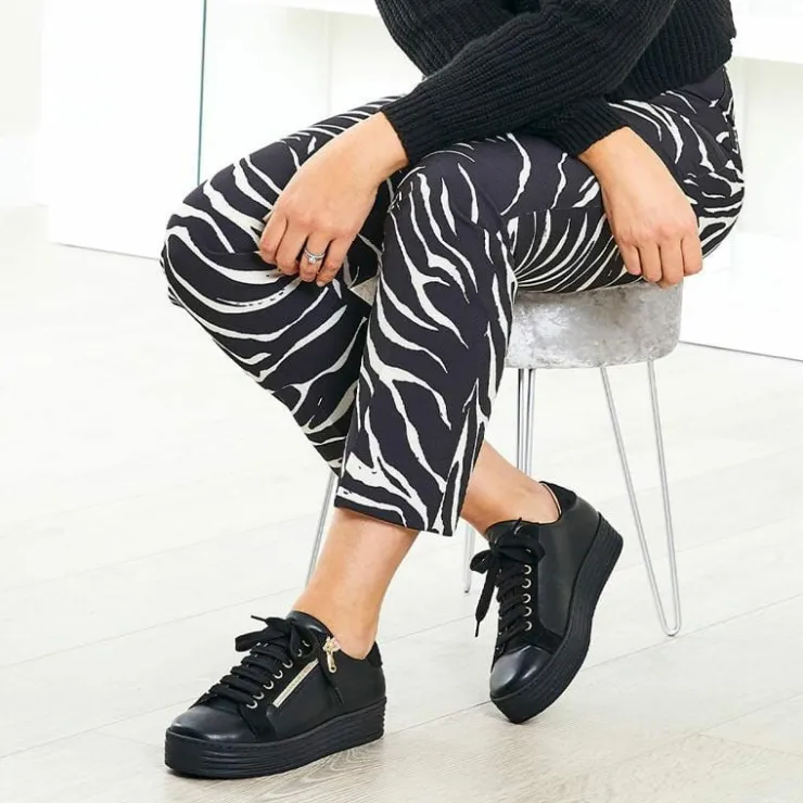 Sole Bliss Harley: Black Leather & Suede^ Flats | Sneakers