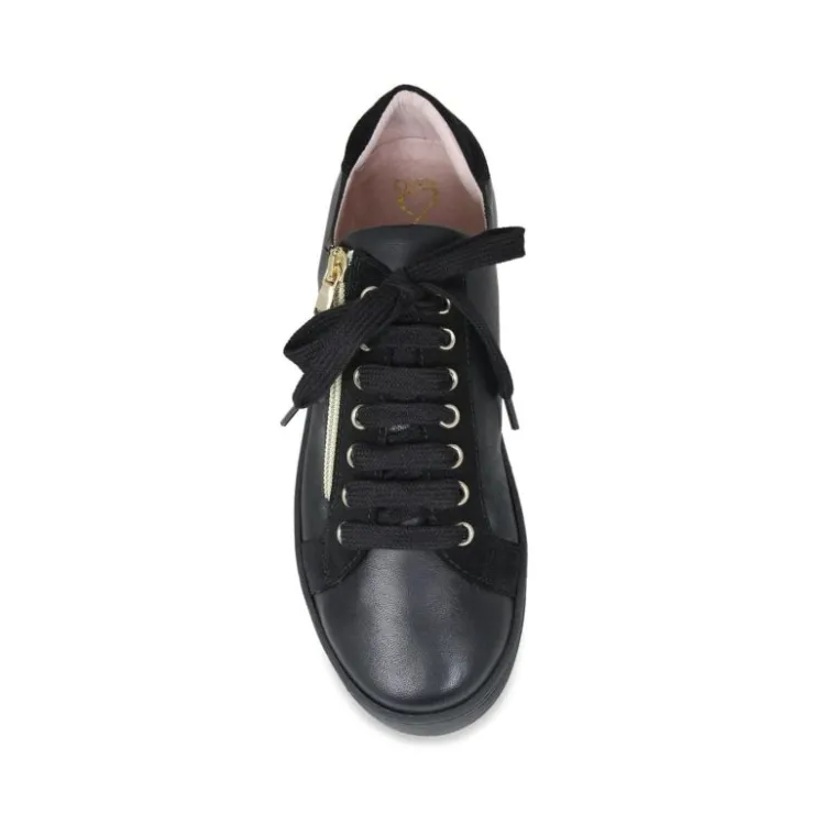 Sole Bliss Harley: Black Leather & Suede^ Flats | Sneakers