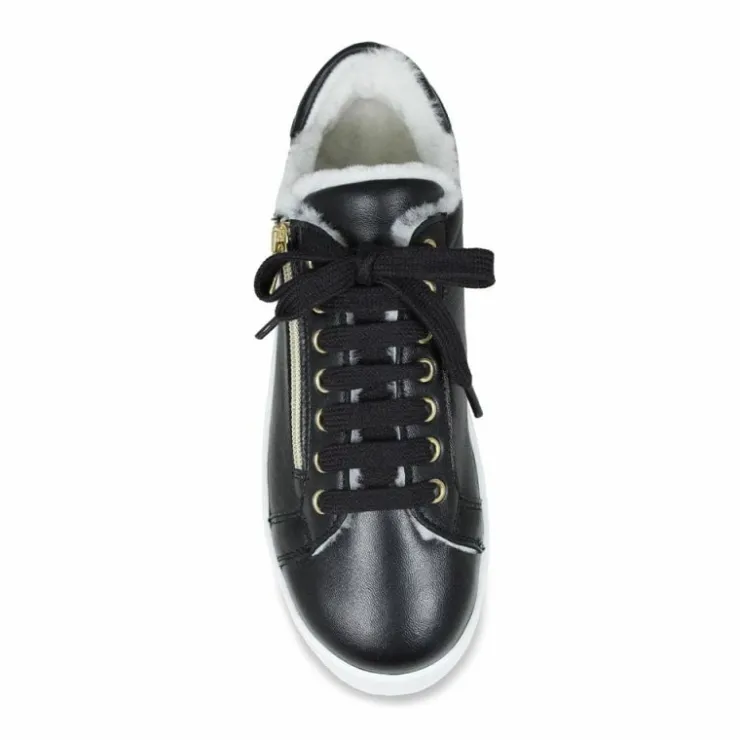 Sole Bliss Harmony: Black Leather & Shearling^ Flats | Sneakers