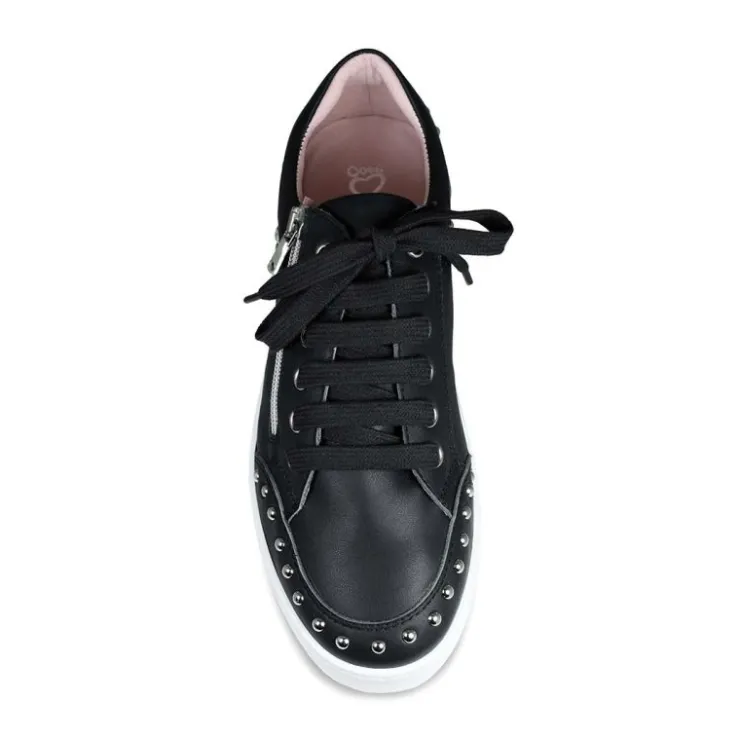 Sole Bliss Haven: Black Leather^ Flats | Sneakers