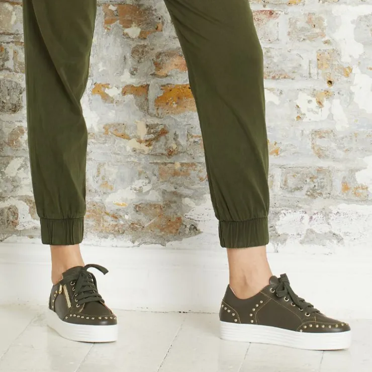 Sole Bliss Haven: Olive Leather^ Flats | Sneakers
