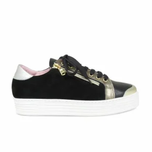 Sole Bliss Hero: Black Leather & Metallic^ Flats | Sneakers