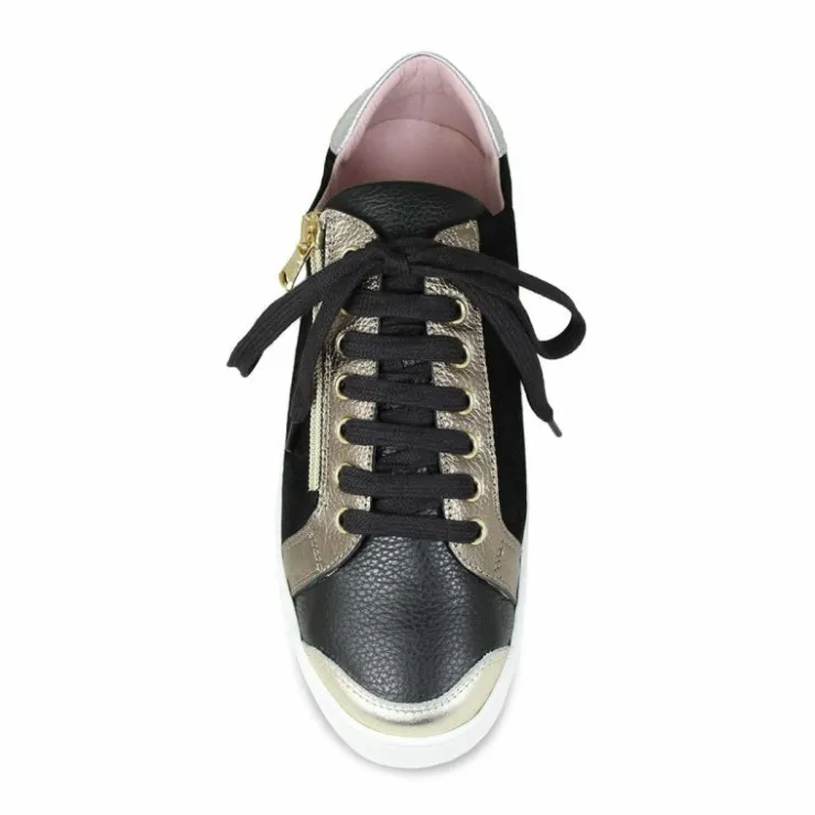 Sole Bliss Hero: Black Leather & Metallic^ Flats | Sneakers