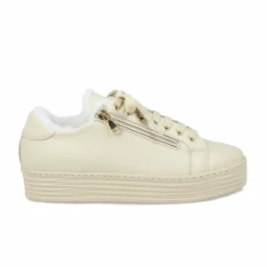 Sole Bliss Honey: Cream Leather & Shearling^ Flats | Sneakers