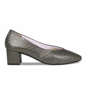 Sole Bliss Ingrid: Bronze Weave Leather^ Heels