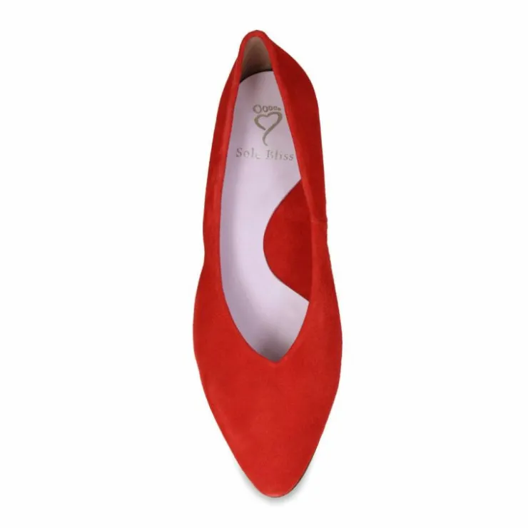 Sole Bliss Ingrid: Coral Red Suede^ Heels