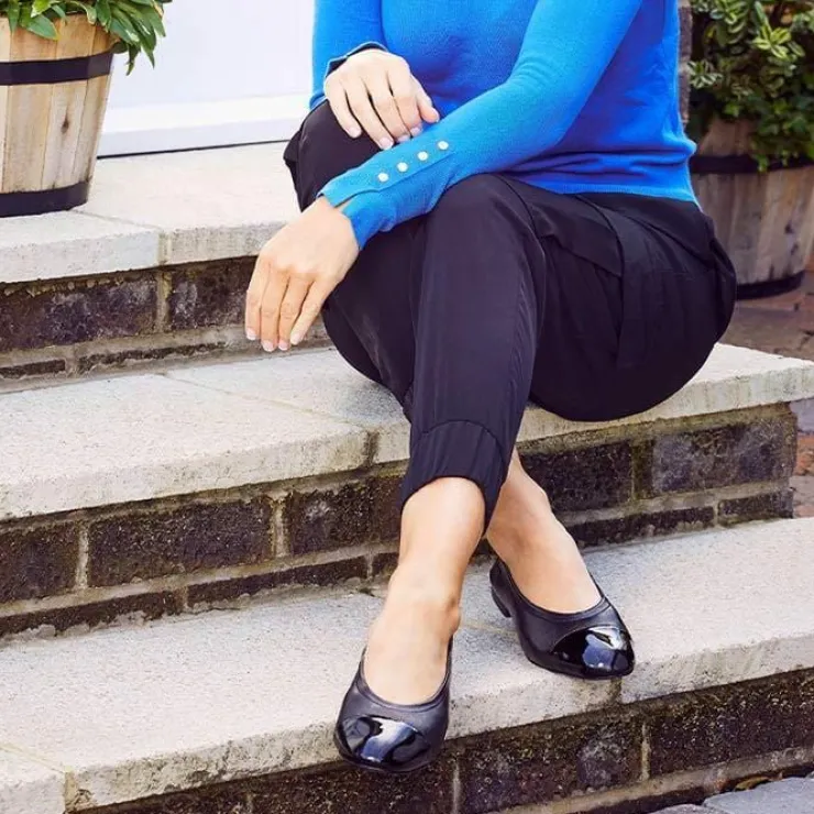 Sole Bliss Luna: Black Leather & Patent^ Flats