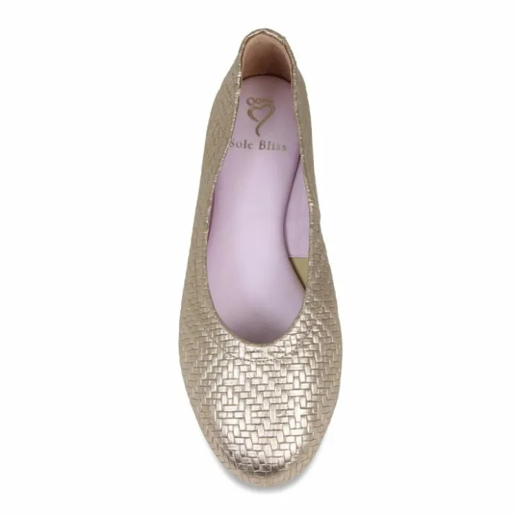 Sole Bliss Luna: Metallic Weave Leather^ Flats