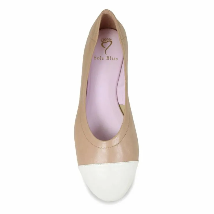 Sole Bliss Luna: Sand & Cream Leather^ Flats