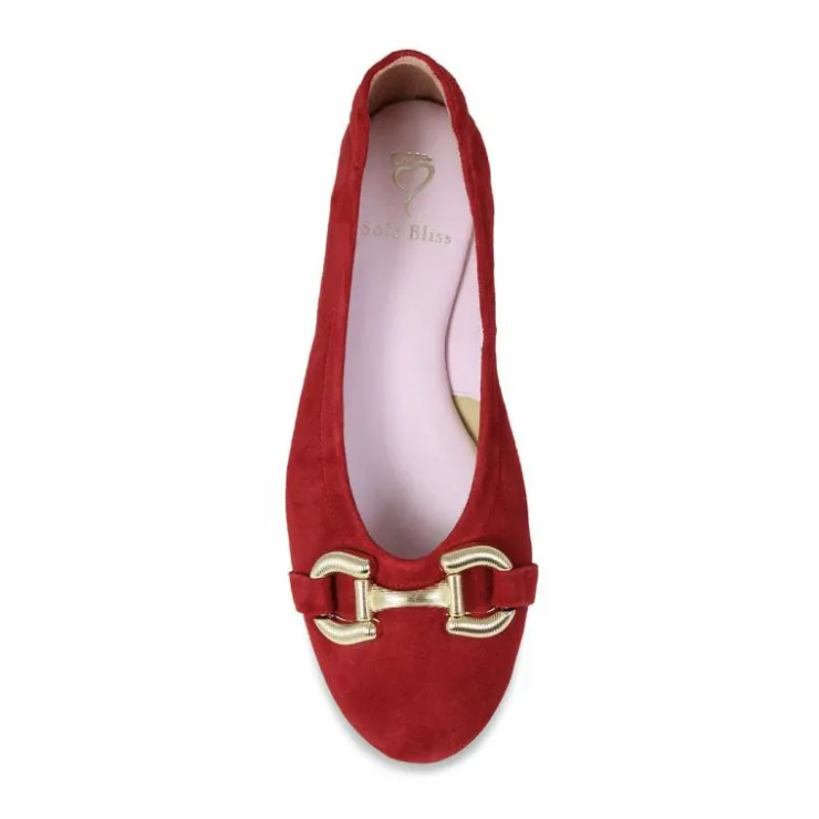 Sole Bliss Lydia: Cherry Red Suede^ Flats