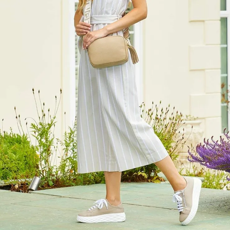 Sole Bliss Palazzo: Taupe Leather^ Flats | Sneakers