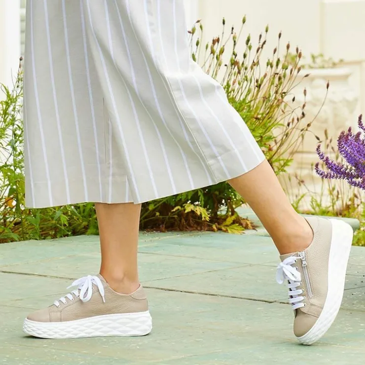 Sole Bliss Palazzo: Taupe Leather^ Flats | Sneakers