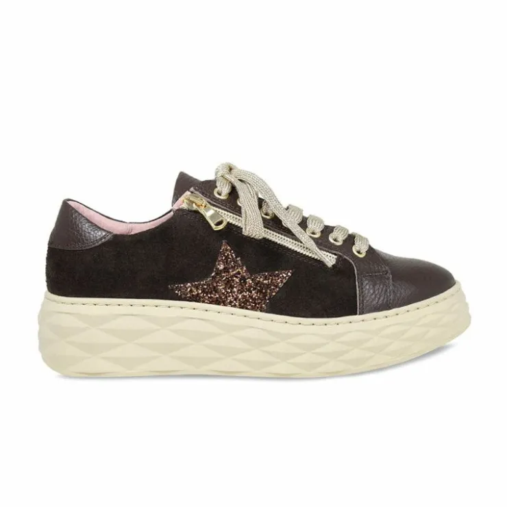 Sole Bliss Petra Star: Chocolate Leather & Glitter^ Flats | Sneakers