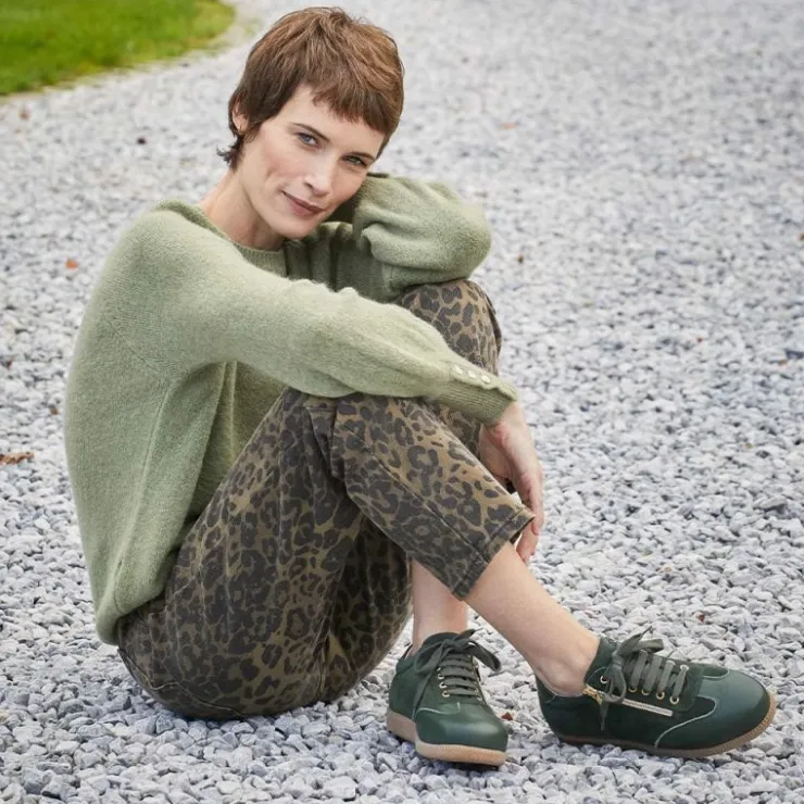 Sole Bliss Pixie: Forest Green Leather & Suede^ Flats | Sneakers