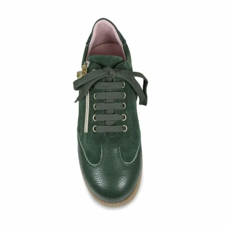 Sole Bliss Pixie: Forest Green Leather & Suede^ Flats | Sneakers