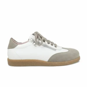 Sole Bliss Pixie: White Leather & Taupe Suede^ Flats | Sneakers