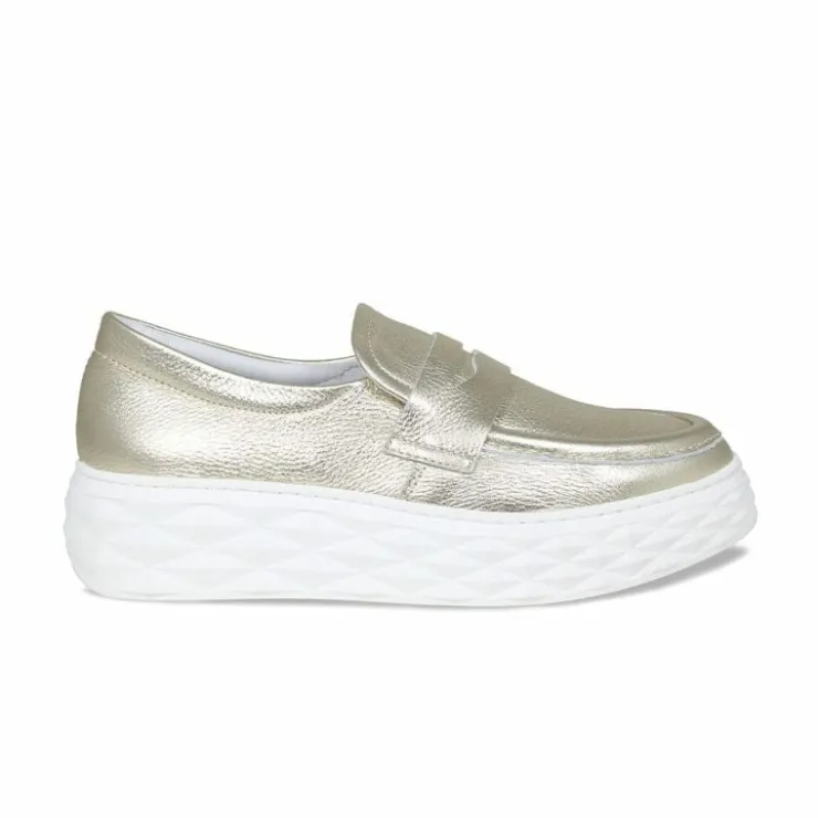 Sole Bliss Prince: Gold Leather^ Loafers