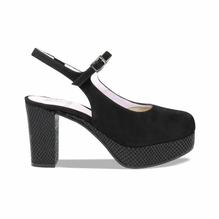 Sole Bliss Randi: Black Suede & Snake Print Leather^ Heels