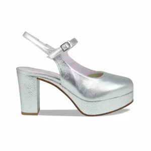 Sole Bliss Randi: Silver Leather & Snake Print Leather^ Heels