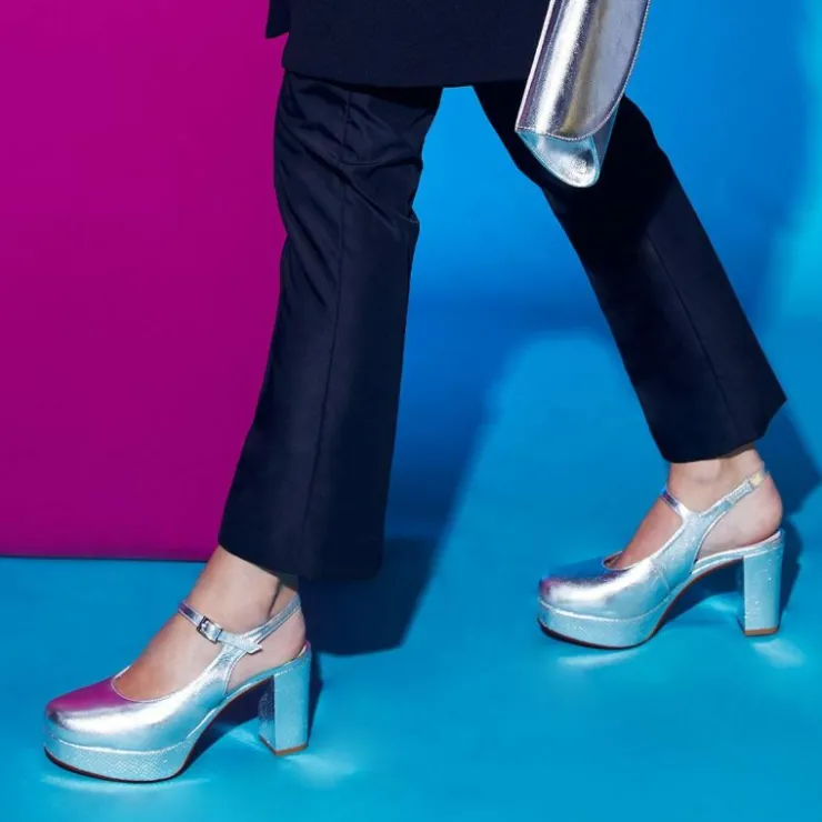 Sole Bliss Randi: Silver Leather & Snake Print Leather^ Heels